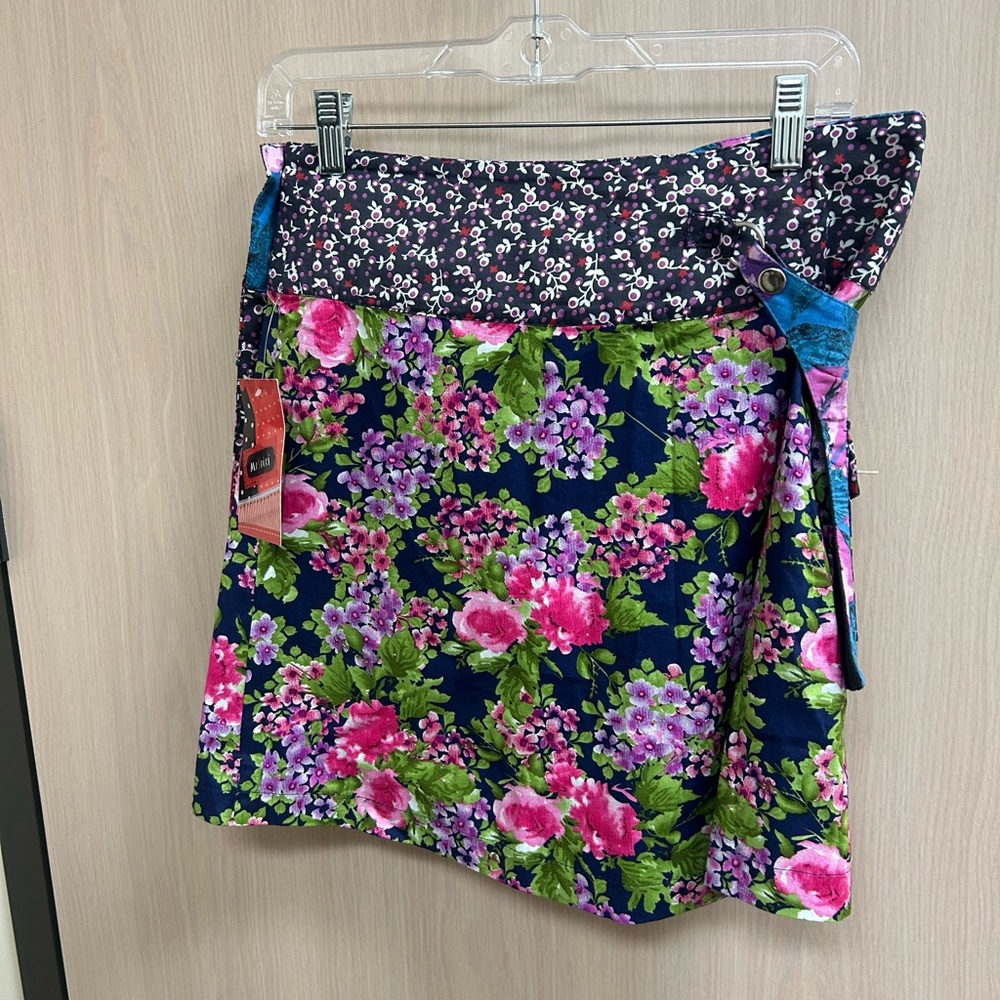 Floral Mini Skirt with Pink and Green Accents